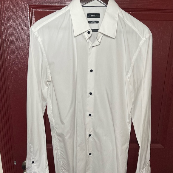 Hugo Boss Shirt Slim Fit - White/Black Buttons with Zara T-Shirt - Picture 1 of 6